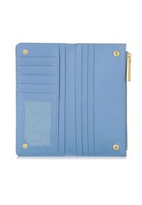 Ochnik - Błękitny portfel damski z tłoczeniem. Kolor: niebieski. Materiał: skóra. Wzór: kwiaty #2
