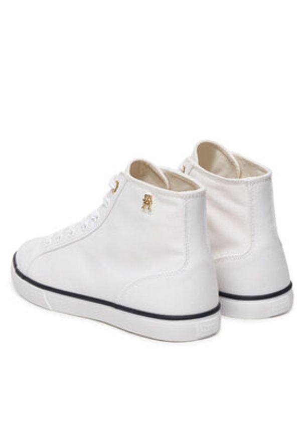 TOMMY HILFIGER - Tommy Hilfiger Trampki Th Chic Low Profile Mid Cut FW0FW09356 Biały. Kolor: biały. Materiał: materiał