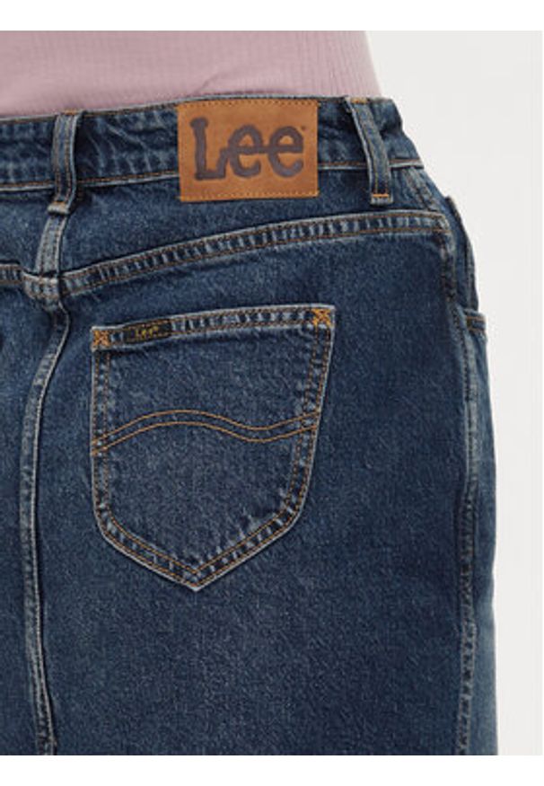 Lee Spódnica jeansowa 112355270 Granatowy Regular Fit. Kolor: niebieski. Materiał: bawełna
