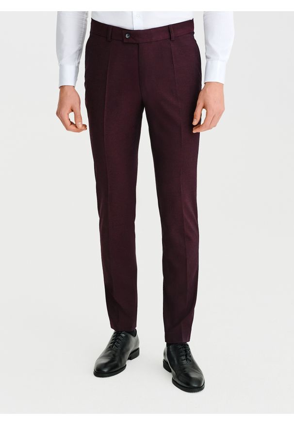 Pako Lorente - PAKO LORENTE - Bordowe spodnie ganiturowe. Kolor: czerwony. Materiał: poliester, elastan, wiskoza. Wzór: gładki. Sezon: wiosna, lato