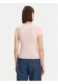 Tommy Jeans T-Shirt DW0DW20459 Różowy Slim Fit. Kolor: różowy. Materiał: bawełna