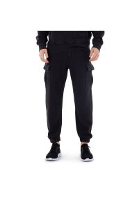 Spodnie Champion Elastic Cuff Cargo Pants 218645-KK001 - czarne. Kolor: czarny. Materiał: bawełna, dresówka, elastan. Wzór: haft