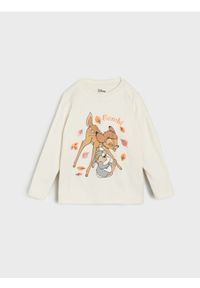 Sinsay - Koszulka z długimi rękawami Bambi - kremowy. Kolor: kremowy. Długość rękawa: długi rękaw. Długość: długie #1