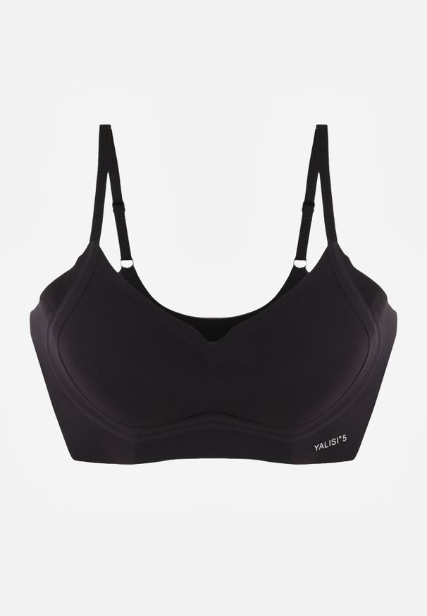 Born2be - Czarny Bezszwowy Biustonosz Bez Fiszbin z Elastycznego Materiału Edalith. Kolor: czarny. Materiał: materiał. Wzór: gładki