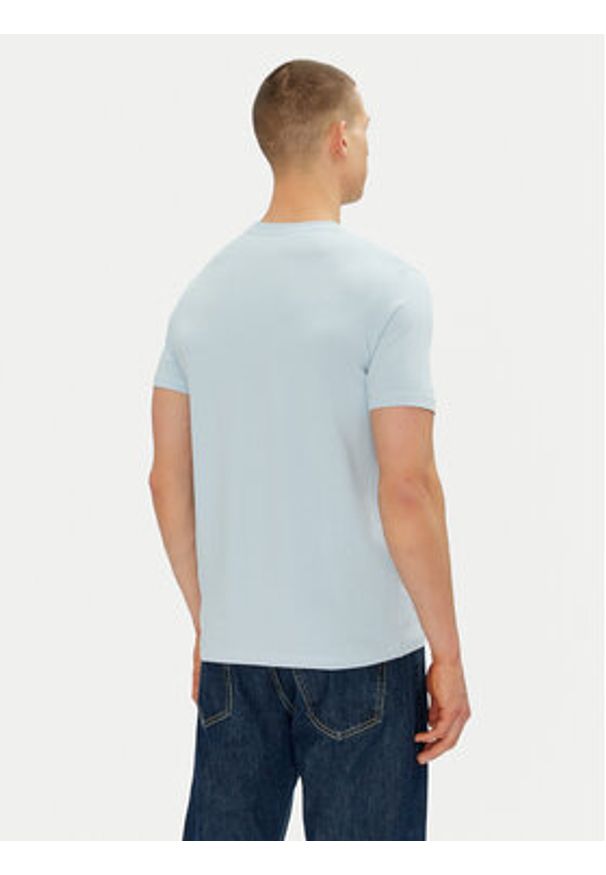 Karl Lagerfeld - KARL LAGERFELD T-Shirt 755087 552235 Błękitny Regular Fit. Typ kołnierza: dekolt w karo. Kolor: niebieski. Materiał: bawełna