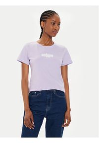 Calvin Klein Jeans T-Shirt Faded Monologo J20J223625 Fioletowy Slim Fit. Kolor: fioletowy. Materiał: bawełna