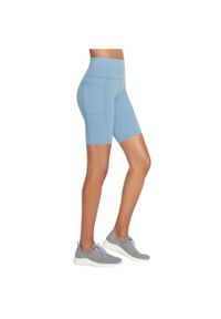 skechers - Spodenki sportowe damskie Skechers Go Walk High Waisted Bike Short. Kolor: niebieski. Materiał: elastan, nylon