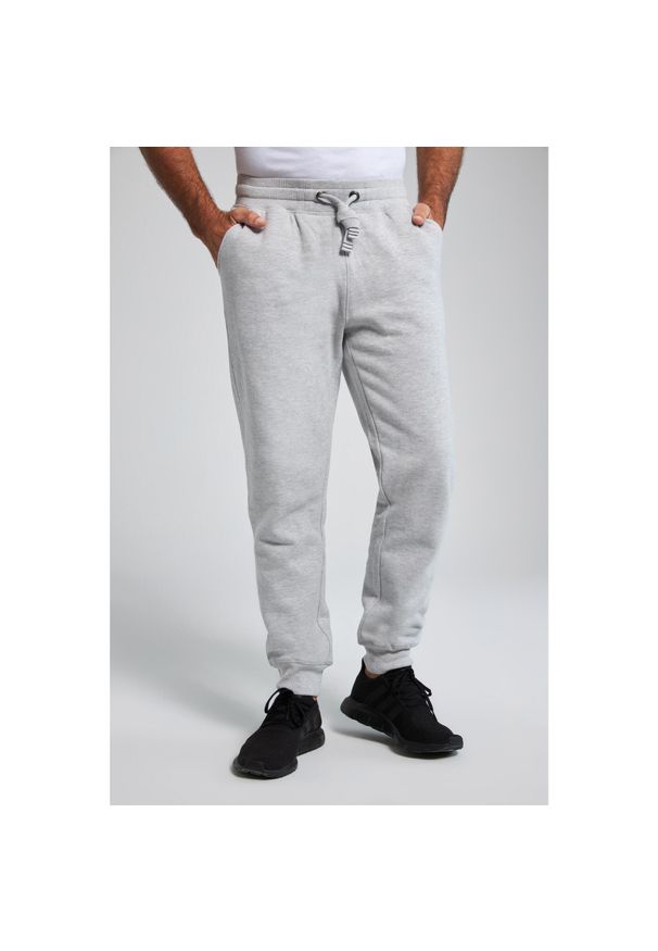 JAY-PI - Męskie Spodnie dresowe ściągane sznurkiem nowoczesny krój do roz. 8XL. Kolekcja: plus size. Kolor: szary. Materiał: materiał, poliester, bawełna