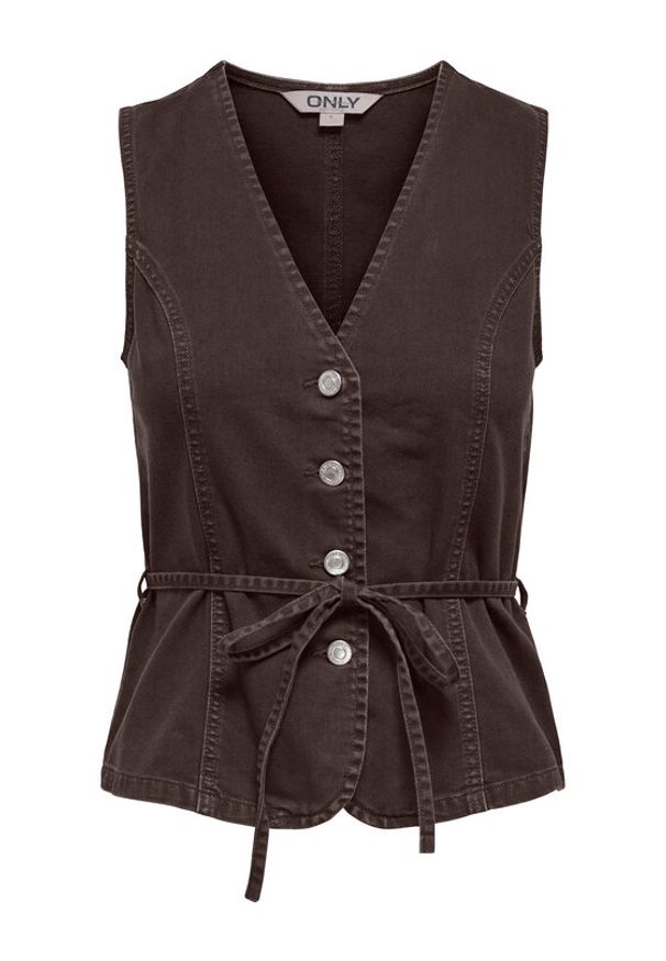 only - ONLY Top Silla 15374051 Brązowy Regular Fit. Kolor: brązowy. Materiał: bawełna