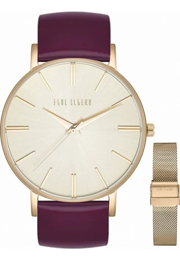 Zegarek Paul Lorens Zegarek damski Paul Lorens JULIE zt bordowy pasek + siatka mesh. Kolor: czerwony. Materiał: mesh