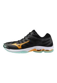 Mizuno - MIZUNO WAVE VOLTAGE 2 Black/Tangelo AW25. Materiał: skóra. Szerokość cholewki: normalna. Model: Mizuno Wave. Sport: siatkówka