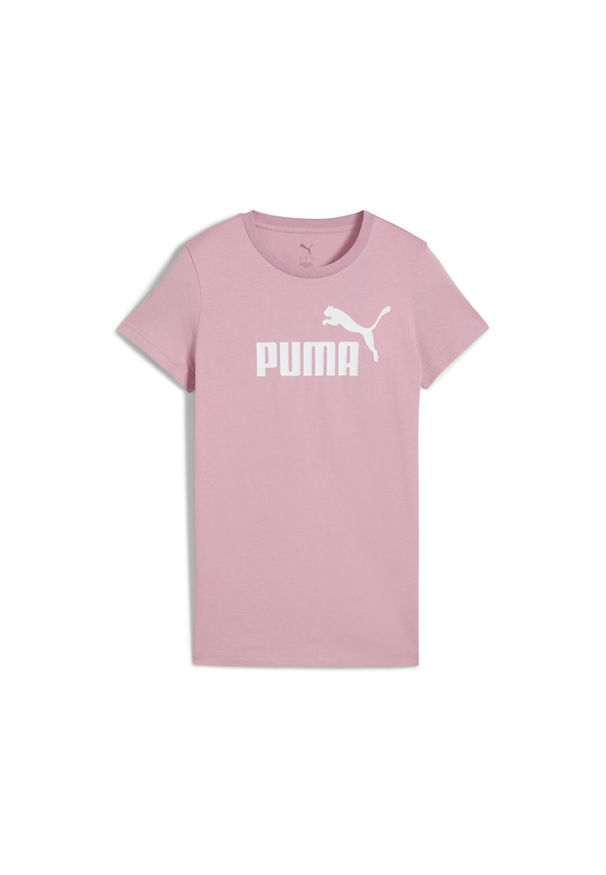 Puma - Damska koszulka z logo ESS No. 1 PUMA. Kolor: biały, wielokolorowy, różowy. Sport: turystyka piesza