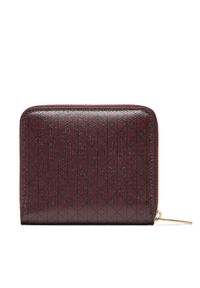 Calvin Klein Mały Portfel Damski Emblem Aop Square Zip Around LV04F1089G Bordowy. Kolor: czerwony. Materiał: skóra