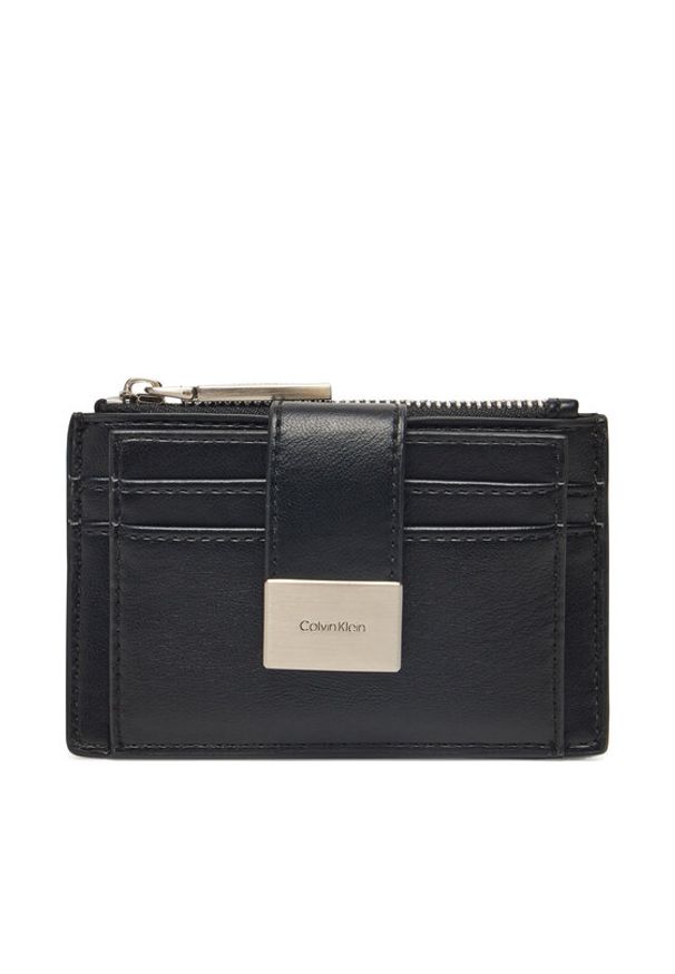 Calvin Klein Portfel damski Hardware Snap Top Zip Cardholder K60K612959 Czarny. Kolor: czarny. Materiał: skóra