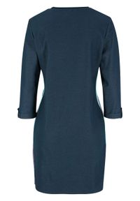 Sukienka dresowa w optyce dżinsowej, rękawy 3/4 bonprix niebieski. Kolor: niebieski. Materiał: dresówka #5