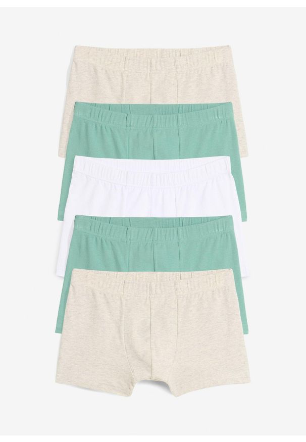 bonprix - Luźne bokserki z mieszanki bawełny organicznej (5 par). Kolor: zielony. Materiał: bawełna