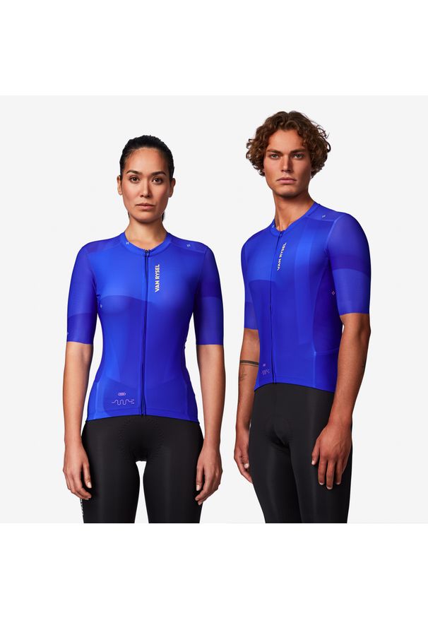 VAN RYSEL - Koszulka rowerowa szosowa Van Rysel RCR-R 2. Kolor: niebieski, zielony, wielokolorowy. Materiał: poliester, elastan, materiał. Sport: kolarstwo