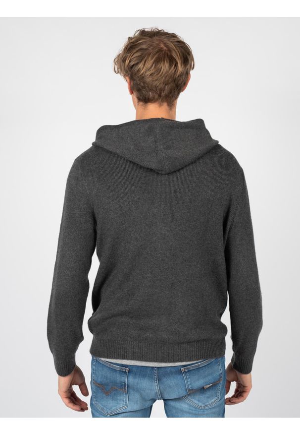 Guess Sweter | M2RR11Z2QA1 | Mężczyzna | Grafitowy. Okazja: na co dzień. Typ kołnierza: kaptur. Kolor: szary. Materiał: akryl, elastan, poliester, nylon. Wzór: ze splotem. Styl: casual