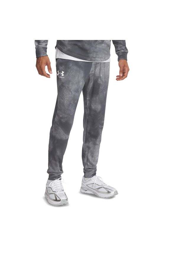 Spodnie męskie Under Armour Rival Terry Printed Jogger. Kolor: szary. Sport: fitness