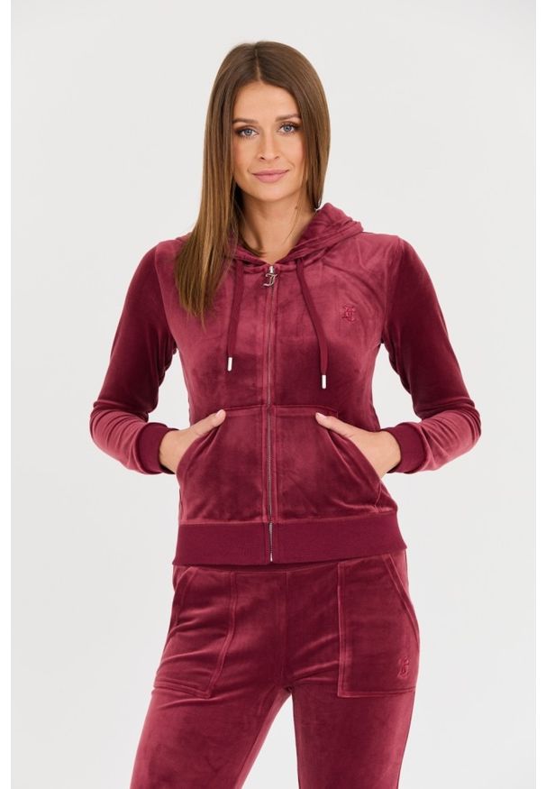 Juicy Couture - JUICY COUTURE Bordowa bluza Robertson Hoodie. Kolor: czerwony