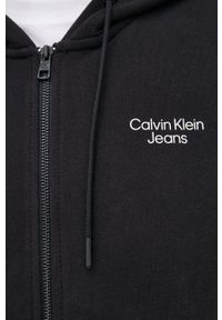 Calvin Klein Jeans bluza męska kolor czarny z kapturem gładka. Okazja: na co dzień. Typ kołnierza: kaptur. Kolor: czarny. Materiał: dzianina. Wzór: gładki. Styl: casual