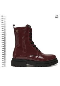 TOMMY HILFIGER - Tommy Hilfiger Trapery Lace-Up Bootie T4A5-34025-0775 D Bordowy. Kolor: czerwony. Materiał: skóra #5