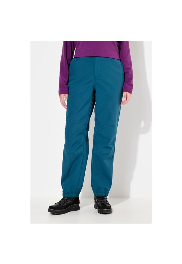 ULLA POPKEN - Damskie Spodnie softshell wodoodporne profilowane kolana polarowa podszewka. Kolekcja: plus size. Kolor: niebieski, wielokolorowy, zielony. Materiał: poliester, materiał. Sezon: lato. Sport: turystyka piesza