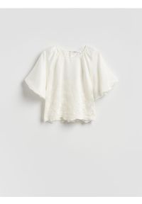Reserved - Bluzka z lyocellem - biały. Kolor: biały. Materiał: tkanina #1