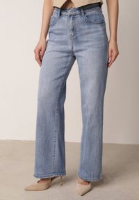 Born2be - Niebieskie Szerokie Jeansy z Bawełny z Wysokim Stanem Berinielle. Okazja: na co dzień. Stan: podwyższony. Kolor: niebieski. Styl: elegancki, klasyczny, casual #3