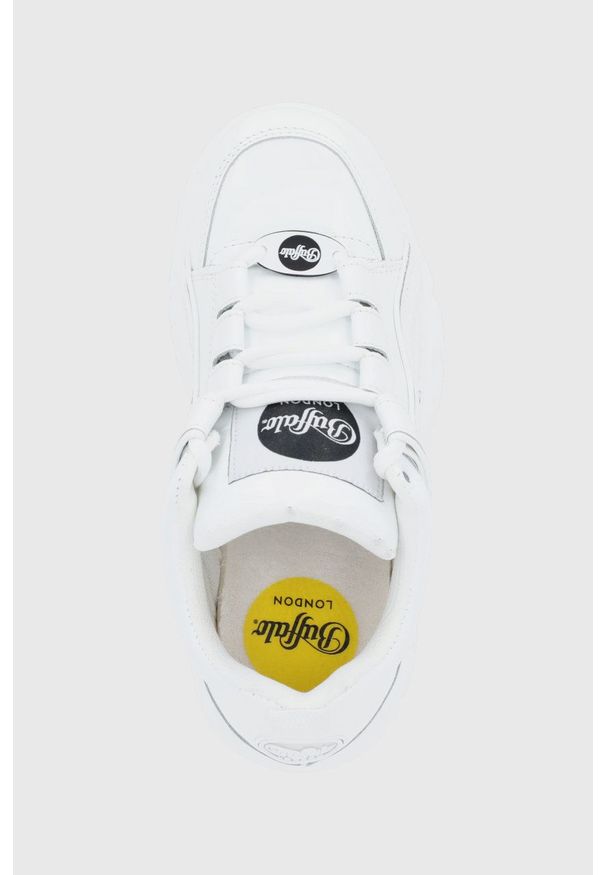Buffalo - Buty skórzane London. Nosek buta: okrągły. Zapięcie: sznurówki. Kolor: biały. Materiał: skóra. Obcas: na platformie