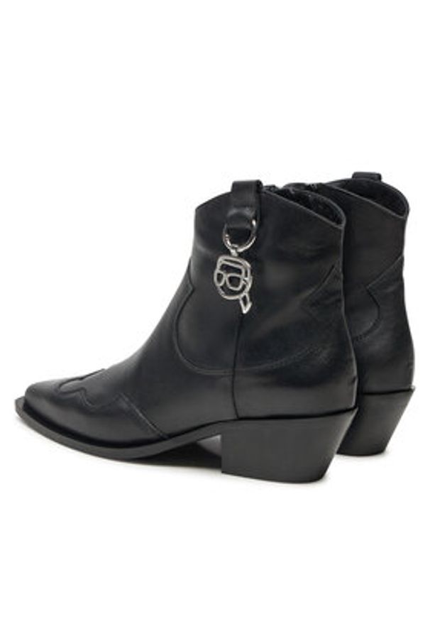 Karl Lagerfeld - KARL LAGERFELD Botki Kansas KL33265 Czarny. Kolor: czarny. Materiał: skóra