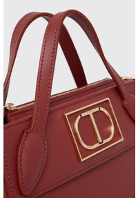 TwinSet - Twinset torebka skórzana kolor bordowy. Kolor: czerwony. Materiał: skórzane. Rodzaj torebki: na ramię #5