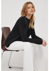 Sisley sweter wełniany damski kolor czarny lekki. Kolor: czarny. Materiał: wełna. Wzór: gładki. Styl: klasyczny #1