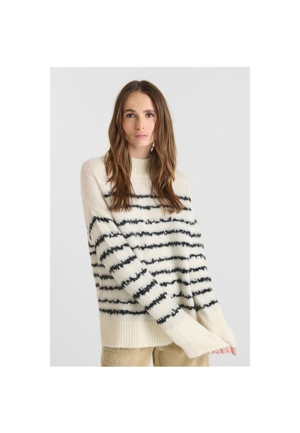 LE TEMPS DES CERISES - Damski sweter z długim rękawem Le Temps des cerises August. Kolor: biały. Materiał: polar. Długość rękawa: długi rękaw. Długość: długie. Sezon: zima