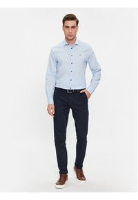 TOMMY HILFIGER - Tommy Hilfiger Koszula Cl Stretch Poplin Contrast Shirt MW0MW34259 Błękitny Regular Fit. Kolor: niebieski. Materiał: bawełna