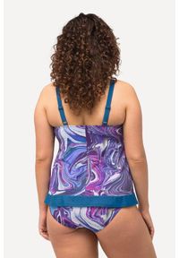 ULLA POPKEN - Damskie Tankini wzór marmurkowy miękkie miseczki z recyklingu. Kolekcja: plus size. Kolor: fioletowy. Materiał: elastan, poliamid, materiał