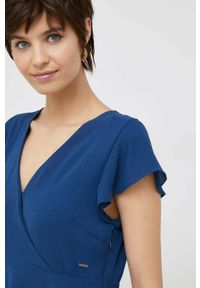 Pepe Jeans sukienka kolor granatowy mini rozkloszowana. Kolor: niebieski. Materiał: tkanina. Wzór: gładki. Długość: mini #3