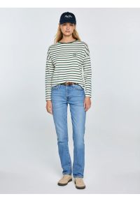 Big-Star - Bluzka damska w paski beżowo-zielone Alerra 304. Okazja: na co dzień. Kolor: zielony. Materiał: jeans, dzianina. Wzór: paski. Styl: casual #4