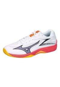 Buty do siatkówki Mizuno Thunder Blade Z white/fiery c. Kolor: pomarańczowy, biały, żółty, wielokolorowy. Sport: siatkówka