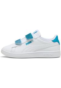 Adidasy Puma Smash 3.0 L Glitter Velcro V Ps Pum, Dzieci. Okazja: na uczelnię. Kolor: biały. Materiał: skóra ekologiczna, materiał. Sport: joga i pilates