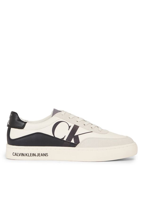 Calvin Klein Jeans Sneakersy Classic Cupsole Laceup Mix Lth YM0YM00713 Biały. Kolor: biały