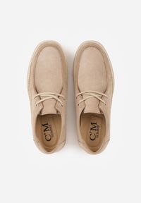 Born2be - Ciemnobeżowe Półbuty Mokasyny ze Sznurowaną Cholewką Ellsia. Okazja: na co dzień, do pracy. Kolor: beżowy. Materiał: jeans. Szerokość cholewki: normalna. Styl: casual, klasyczny #5