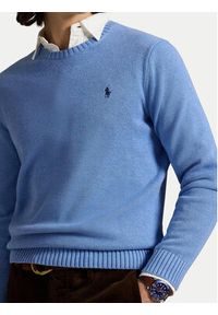 Polo Ralph Lauren Sweter 710810846038 Błękitny Regular Fit. Typ kołnierza: polo. Kolor: niebieski. Materiał: bawełna #4