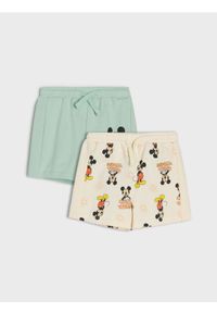 Sinsay - Bawełniane szorty z nadrukiem 2 pack Mickey Mouse - zielony. Kolor: zielony. Materiał: bawełna. Wzór: nadruk, motyw z bajki #1
