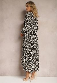 Renee - Czarna Koszulowa Sukienka Ozdobiona Ornamentalnym Printem Crypta. Kolor: czarny. Materiał: tkanina. Wzór: aplikacja, nadruk. Typ sukienki: koszulowe