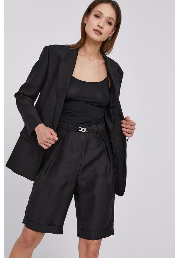 The Kooples - Marynarka. Okazja: na co dzień. Kolor: czarny. Materiał: tkanina. Wzór: gładki. Styl: klasyczny, casual