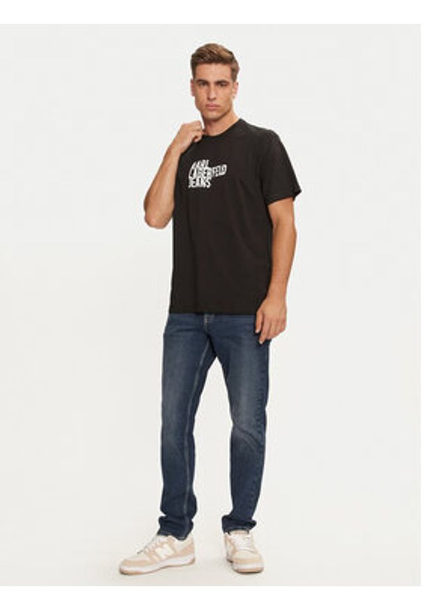 Karl Lagerfeld Jeans T-Shirt 246D1711 Czarny Regular Fit. Kolor: czarny. Materiał: bawełna