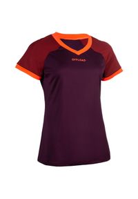 OFFLOAD - Koszulka do rugby R500 damska. Kolor: fioletowy, różowy, wielokolorowy, czerwony. Materiał: materiał, poliester, elastan. Sport: fitness #1