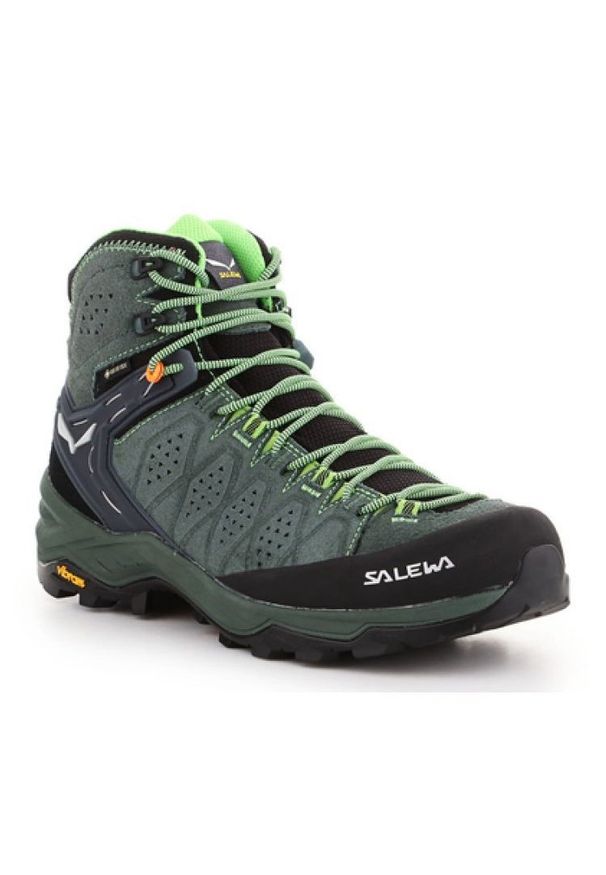 Buty trekkingowe Salewa Ms Alp 2 Mid Gtx M 61382-5322 zielone. Zapięcie: sznurówki. Kolor: zielony. Materiał: materiał, guma, zamsz, syntetyk. Szerokość cholewki: normalna. Technologia: Gore-Tex. Sport: wspinaczka