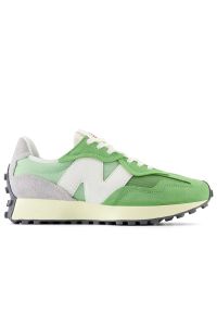 Buty New Balance U327WRD - zielone. Okazja: na co dzień. Zapięcie: sznurówki. Kolor: zielony. Materiał: guma, skóra, prążkowany, zamsz, materiał. Szerokość cholewki: normalna